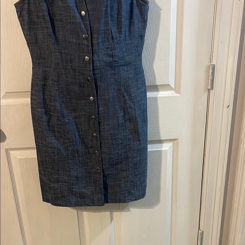 AGB Blue Midi Dress with Button Detail - Picture 3 of 7